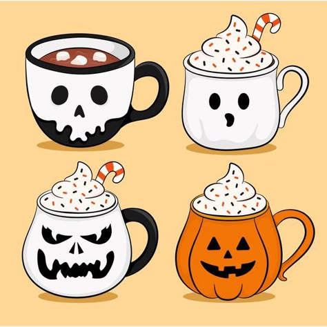 Halloween Decorations Illustration, Food Cute Illustration, Halloween Illustration Design, Busy Drawing, Idea To Paint, Cute Halloween Drawings, Halloween Sugar Cookies Decorated, Cookie Drawing, Cute Halloween Shirts