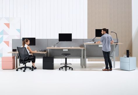 Krossi Workstation | Schiavello Furniture Height Adjustable Workstation, Sit Stand Workstation, Office Meeting Room, Smart Office, Shared Office, Sit Stand Desk, Adjustable Height Table, Clean Office, Office Table