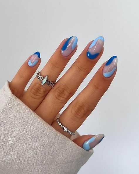 Blue Wedding Nails, Time Nails, Full Cover Nail Tips, Blue Gel Nails, Nails Extra, Fake Nails Long, Baby Blue Nails, Baddie Nails, Nagel Tips