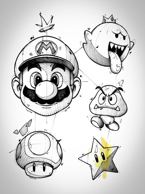 #art #blackandwhite #tattooideas #tattoo #lines #sketching#darkart #instaart #instatattoo #ink #illustration #digitalart #ipad #ipadart #sketchbookapp #blackwhte_art #sketchandart Chibi Tattoo Ideas, Nerdy Drawings, Tattoo Comic Style, Super Mario Sketch, Kawaii Carnival, Penguin Tattoo Design, Cartoon Line Art, Super Mario Tattoo, Flash Illustration