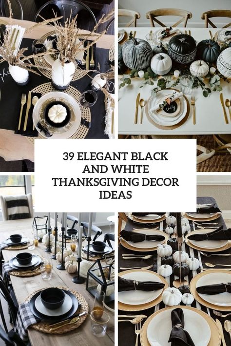 Thanksgiving Table Settings Black And White, Black Fall Tablescape, Black And Silver Thanksgiving Table, Black And White Dining Room Table Decor, Black Table Thanksgiving Decor, Black And White Plaid Thanksgiving Table, Black And Cream Table Decor, Black White Thanksgiving Decor, Black And Tan Table Setting