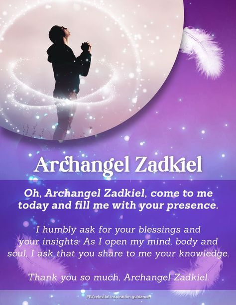 Random Messages, Angels Prayers, Good Magic, Archangel Zadkiel, Mythology Creatures, Arch Angels, Angel Therapy, Archangel Prayers, Violet Flame