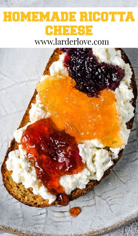 Make Ricotta Cheese, Dairy Substitutes, Homemade Ricotta Cheese, Antipasti Platter, Fresh Ricotta, Food Canning, Homemade Ricotta, Cheese Homemade, Ricotta Recipes