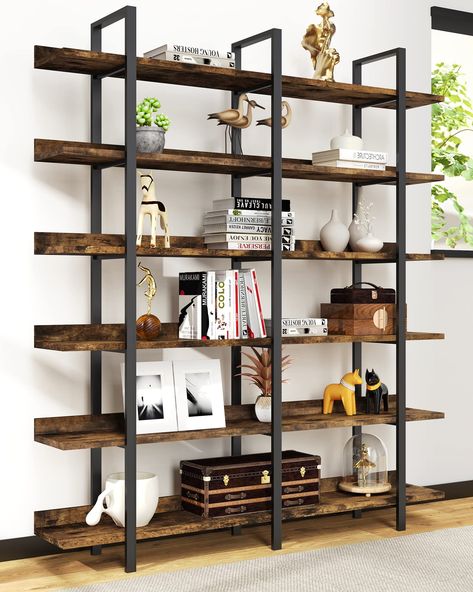 Room Bookshelf Ideas, Tall Book Shelf, Wide Bookshelf, Room Bookshelf, Tall Bookshelves, Industrial Bookshelf, Industrial Bookcases, Open Bookshelves, Metal Bookcase