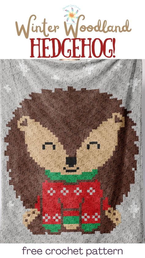 Free C2c Crochet Pattern, Woodland Crochet, Winter Woodland Animals, Woodland Hedgehog, Hekel Patrone, Lee Perry, C2c Patterns, Crochet C2c Pattern, C2c Crochet Pattern