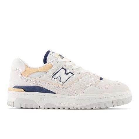 Sea Salt And Navy, New Balance 550 Sea Salt, 550 Sea Salt, Basketball Courts, Sneakers Box, Kobe Shoes, Raw Sugar, Basic Hoodie, Late 80s