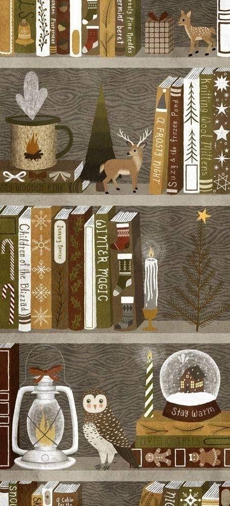 Witchy Christmas Wallpaper, Hygge Artwork, Yule Illustration, Hygge Wallpaper, November Wallpaper, 동화 삽화, Christmas Bookmarks, Wallpapers Iphone, Christmas Illustration