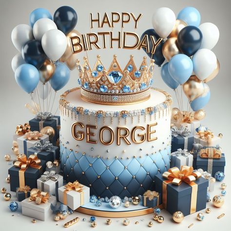 Greetings In Spanish, Happy Birthday George, Queen Cake, Find Your Name, Queen Cakes, Bow Cakes, Photo Birthday, Cracked Heels, A Birthday Cake