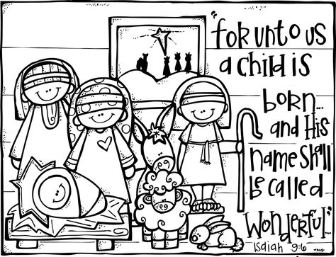 Nativity Coloring Page Isaiah 9:6 Faith Scriptures, Nativity Coloring Pages, Jesus Coloring Pages, Scripture Coloring, Quotes Faith, Happy Birthday Jesus, Church Crafts, Sunday Quotes, A Child Is Born