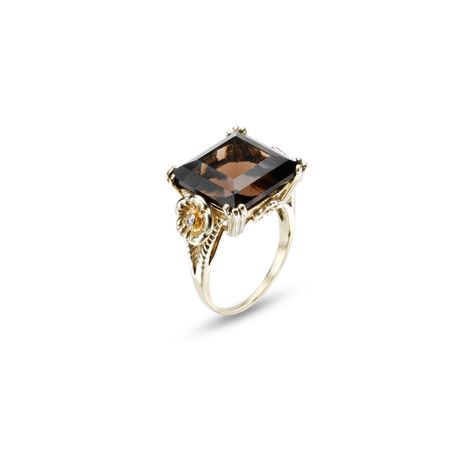 18kt gold diamond, smokey topaz www.ajaron.com Everyday Glam, Smoky Quartz Ring, Smoky Topaz, Smokey Topaz, Yellow Gold Setting, Fine Jewelry Collection, Quartz Ring, Forget Me Not, Topaz Ring