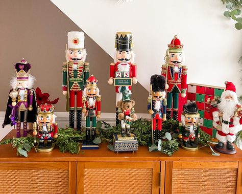 Displaying Nutcrackers At Christmas, Nutcracker Display Ideas, Nutcracker Display, Nutcrackers Display, Drake Hotel, Dining Room Console, Nutcracker Christmas Decorations, City Mom, I've Changed