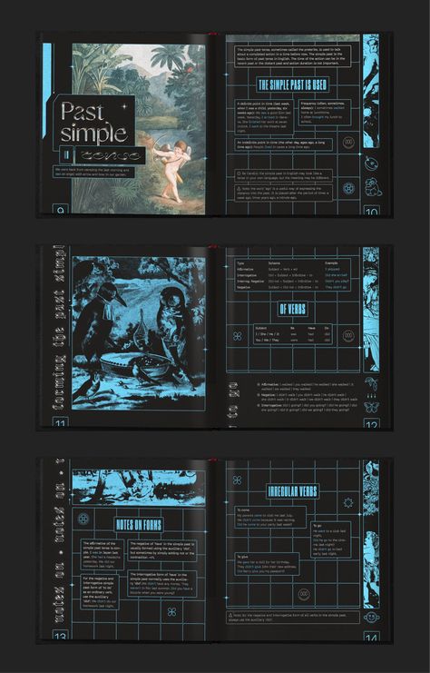 Multipage layout / gothic futurism and chrometype Retro Futurism Magazine, Futuristic Layout Design, Dark Magazine Layout, Futuristic Magazine Layout, Artbook Layout Design, Gothic Layout, Sci Fi Graphic Design, Gothic Editorial, Artbook Layout