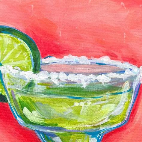 Audra Sampson on Instagram: "New painting today for National Margarita Day! On the rocks or frozen? 🧊🍋  #100dayproject   Original - 11x14 on canvas.  Prints 5x7, 8x10, 11x14, 16x20 Canvas reproductions - 8x10, 11x14 www.AudraStyle.com   #nationalmargaritaday #margarita #margaritas #cocktails #barcartstyle #kitchenart #kitchendecor #homebar #bardecor #acrylicpainting" Tequila Painting, Margarita Glass Painting, Margarita Painting, Audra Style, Margarita Drink, Margarita Day, National Margarita Day, Bar Cart Styling, Margarita Glasses