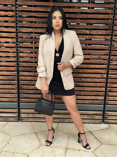 Mini dress paired with beige blazer, black heels and mini black purse from Amazon link below. Classy look for a date night or business outings. 

https://www.amazon.com/dp/B0BM3WRBVC

#beigeblazer #newyearsoutfit #amazonfinds #minidressinspo #minidress #blackpurses #blackpurse #outfits2023 #newyearnewme #smallblackpurse #minibag #suppoertsmallbusiness #amazondiscount #newonamazon #trendypurse #minipurse #cuteoutfits #classyoutfits Black Purse Outfit, Small Black Purse, Purse Outfit, Khaki Blazer, Tan Blazer, Beige Blazer, New Years Outfit, Blazer Beige, Black Purse