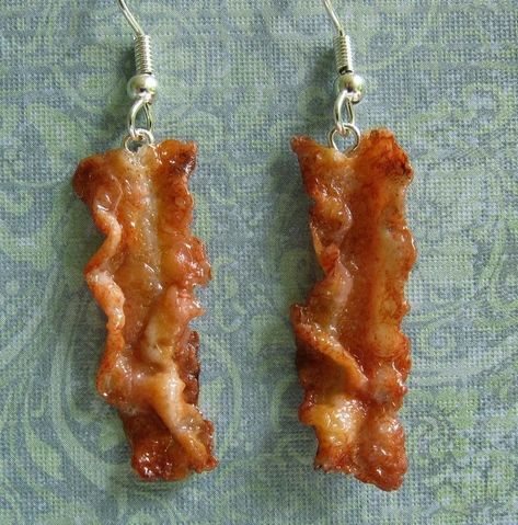 Bacon Earrings, Weird Earrings, Crazy Earrings, Weird Jewelry, Funny Earrings, Quirky Jewelry, Quirky Earrings, Food Earrings, Funky Earrings