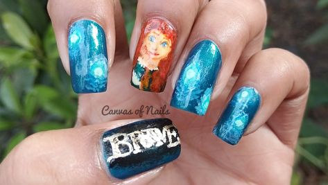 Disney Merida Disney Merida, Merida Disney, Disney Brave, Merida Brave, Nail Art Disney, Glamour Nails, Disney Nails, Acrylic Nail Art, Nails Art