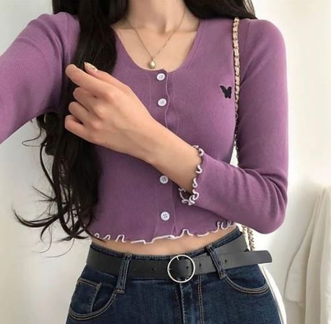 Purple Top Outfit, Moda Ulzzang, 80s Skater, Teenage Birthday, Cottagecore Dark Academia, Birthday Night, Cottagecore Dark, Korean Clothes, Korean Fashion Outfits