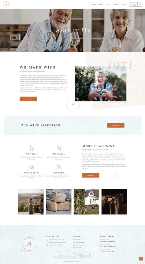 Start your wine and liquor online shop with Aperitif WordPress theme. #wordpress #theme #design #webdesign #webdesigninspiration #uxdesign #uidesign #template #responsive #wine #winebar #winemaking #liquor #spirits #drinks #alcohol #winery #vineyard #sommelier #wineshop #liquorstore #ecommerce #woocommerce Wine Email Design, Restaurant Inspiration, Magazine Layout Inspiration, Winery Vineyard, Wine Club, Theme Wordpress, Wine Shop, Drinks Alcohol, Webpage Design