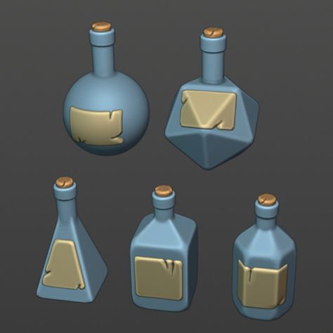 3d Resin Printing Ideas, Dnd Potions Diy, Potion Bottle Template, 3d Objects, 3d Props, 3d Printed Props, Advanced Potion Making, Potion Bottles Drawing, 3d Modeling Ideas