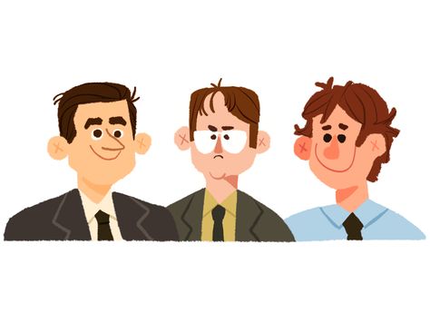 Michael, Dwight, and Jim :) Dwight K Schrute, Office Cartoon, The Office Show, Sketch Note, Jim Halpert, Office Memes, Office Wallpaper, Paper People, Best Office