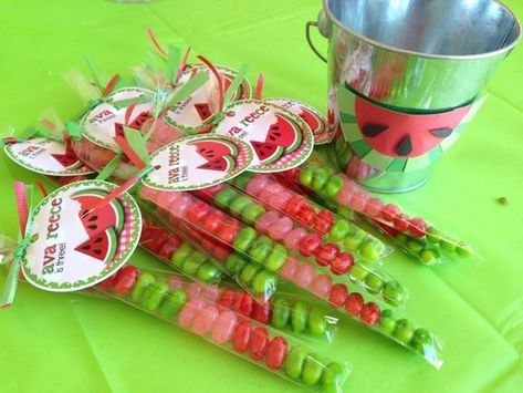 Themed candy at a watermelon party! See more party ideas at CatchMyParty.com! #partyideas #watermelon Watermelon Birthday Party Ideas, Watermelon Party Theme, Watermelon Picnic, Watermelon Birthday Party, Best Watermelon, Baby Shower Watermelon, Watermelon Theme, Red Combination, Watermelon Birthday Parties