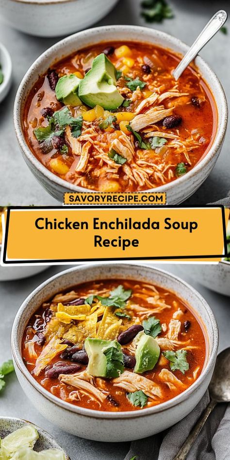 Need a warm, filling dish that highlights chicken breast? This Chicken Enchilada Soup Recipe is a flavorful and comforting option that’s perfect for any night of the week. Don’t forget to save this recipe for a quick and delicious dinner idea that everyone will enjoy! Best Chicken Enchilada Soup, Easy Chicken Enchilada Soup, Creamy Chicken Enchilada Soup, Light Dinner Ideas, Chicken Enchilada Soup Recipes, Enchilada Soup Recipe, Creamy Chicken Enchiladas, Savory Recipe, Chicken Enchiladas Easy