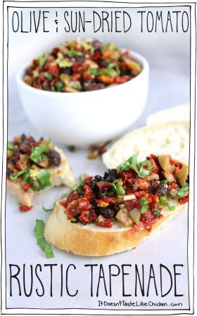 Tapenade Recipe, Italian Party, Hummus Dip, Vegan Party, Like Chicken, Italian Appetizers, Party Appetizer, Sun Dried Tomatoes, Vegan Appetizers