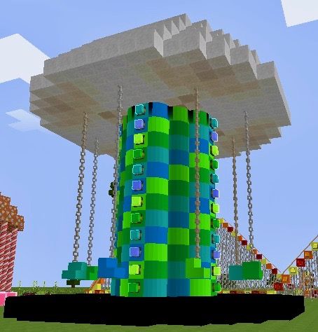 Minecraft Fairground, Minecraft Theme Park Builds, Minecraft Amusement Park Entrance, Minecraft Water Park, Minecraft Roller Coaster Ideas, Carnival Minecraft, Minecraft Carousel, Minecraft Theme Park Ideas, Minecraft Waterpark