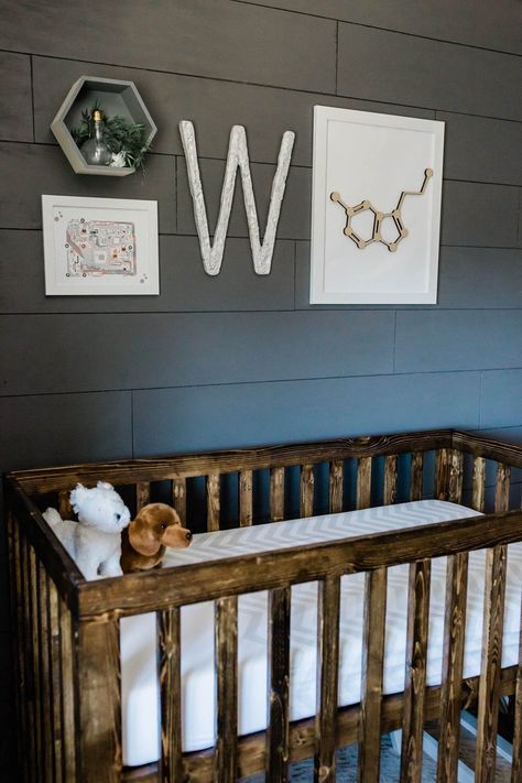 Shiplap Nursery, Baby Crib Diy, Nursery Gender Neutral, Nursery Accents, Nursery Accent Wall, Traditional Nursery, Baby Nursery Diy, Diy Crib, Baby Room Neutral