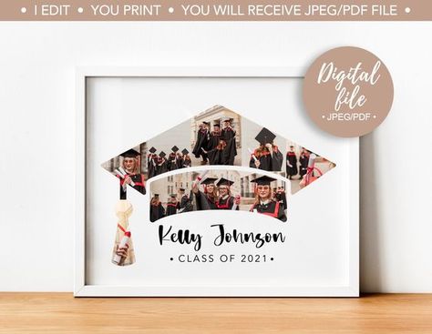 Graduate photo collage, Graduate photo gift, Class of 2021, School photo gift, Graduation cap, Senior photo gift, Senior collage, Custom Graduation Photo Collage, Digital Photo Collage, Congratulations Photos, Farewell Card, Graduate Photo, Family Tree Print, School 2021, Initial Wall Art, Farewell Cards