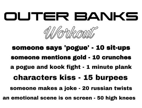 The Rookie Workout, Tv Show Workouts Disney, Tv Workouts Netflix Tv Shows, Tv Show Workout Challenge, Outer Banks Workout, Tv Workout Challenge, Show Workouts, Netflix Workout, Tv Workout