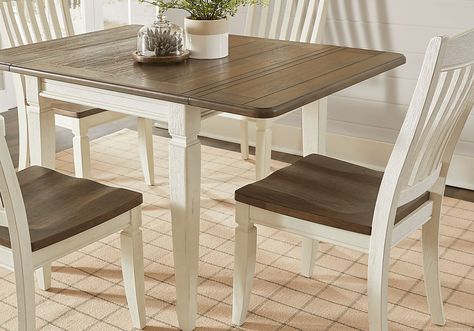 Small Square Dining Table, White Dining Room Sets, Dining Room Layout, Sunroom Addition, Leaf Dining Table, Country Dining Rooms, Ladder Back Chairs, Drop Leaf Dining Table, White Dining Room