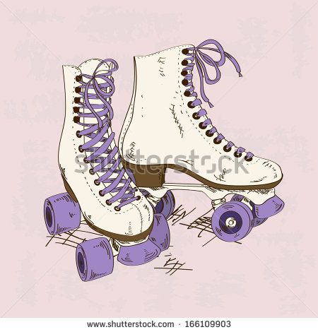 Illustration with retro roller skates on a grunge background - stock vector Skate Tattoo, Girls Roller Skates, Skate Punk, Retro Roller Skates, Mont Fuji, Skate Girl, Skate Party, Skate Art, Roller Girl