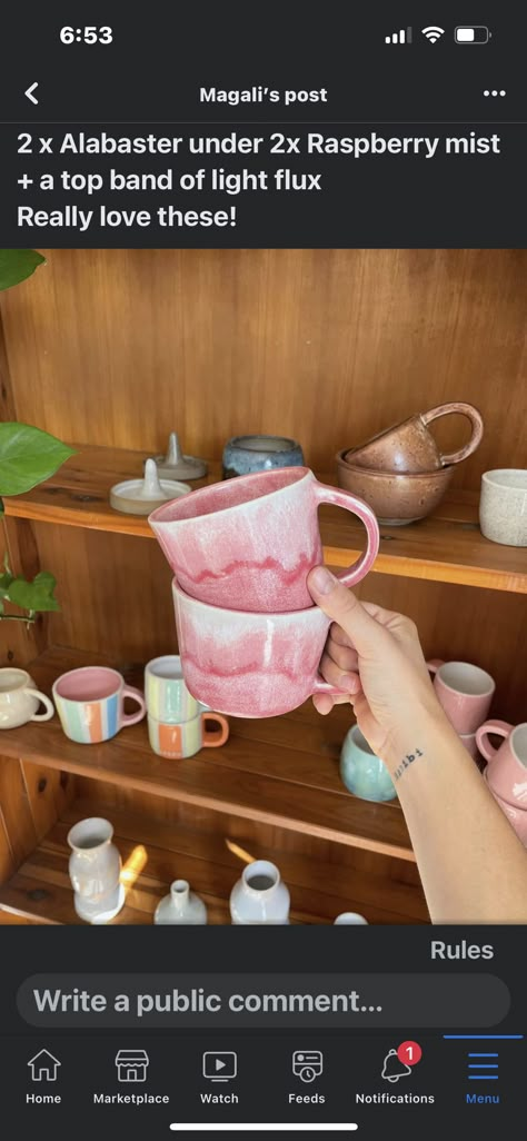 Pink Glazes For Pottery, Pink Opal Glaze Combinations, Pink Glaze Combinations, Ceramic Glaze Recipes Cone6, Pink Glaze Recipe, Kawaii Ceramics, Mayco Glaze, Glaze Combos, Glaze Ideas