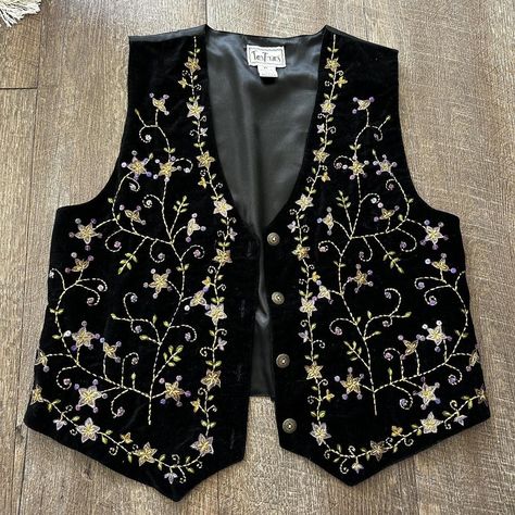 Insane fairy core/ whimsigoth vest with embroidered... - Depop Whimsigoth Vest Outfit, Style Moodboard, Vest Outfit, Fairy Clothes, Study Style, Vest Outfits, Black White Fashion, Fairy Core, Dream Clothes