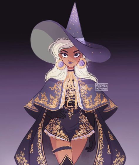 “Hello! I’m Laia, an artist from Spain and I love to draw magical girls, royalty witches and a lot of kpop fanart and although he didn��’t fit in the tweet, I love (to draw) chanyeol from exo #visiblewomen” Witch Drawing, Bad Witch, The Worst Witch, Witch Costume, Witch Art, A Witch, Character Design Inspiration, A Bad, Cartoon Art