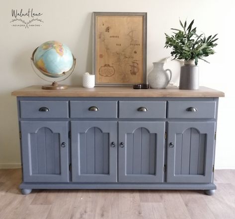 Farmhouse sideboard. Painted with my own custom mix, Fusion mineral paint. Top sanded, stained and varnished. Sideboard Paint Ideas, Shabby Chic Tv Unit, Painted Sideboard Ideas, Upcycled Sideboard, Sideboard Makeover, Sideboard Painted, Sideboard Upcycle, Ideas For Painting, Furniture Upcycling