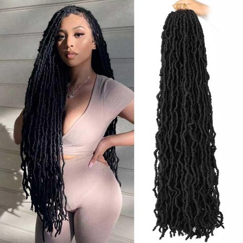 PRICES MAY VARY. Hair Material: Wavy Soft Locs Made with 100% Kanekalon Synthetic Hair Extensions Packing: 6 Packs 36 inch faux locs, 60 stands. Weight: 85g/Pack. Usually 6-7 Packs can full a head. Loc Hair Style: 36 Inch Soft Locs Crochet Hair Pre Looped Curly Wavy Faux Locs Crochet Braids Hair for Black Women . Hair Features: 100% Handmade curly wavy goddess locs, Soft And Fluffy, Lightweight, Bouncy, very skin-friendly, no smell, Long-lasting. EASY TO INSTALL: Soft Locs Hair, Super easy to br 36 Inch Soft Locs, Faux Soft Locs, Wavy Faux Locs, Locs Soft, Soft Locs Crochet, Pre Looped Crochet Hair, Faux Locs Crochet Braids, Faux Locs Crochet, Butterfly Crochet