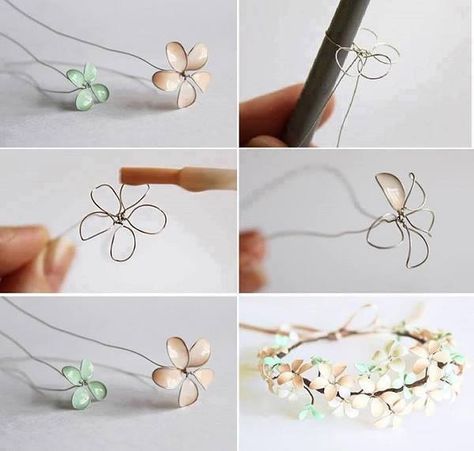 How To Make Wire And Nail Polish Flowers – DIY Flower Jewelry Diy, Nail Polish Tutorial, Nail Polish Flowers, Nail Polish Jewelry, Crafting Wire, Nail Polish Crafts, Diy Nail Polish, Wire Flowers, Garden Architecture