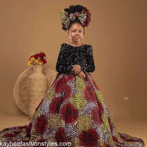 African Princess Dress, Ankara Styles For Children, Children Ankara Gowns, Kampala Gown Styles For Ladies, Princess Dress Long, Styles For Children, Christmas Gown, Ankara Styles For Kids, Ankara Long Gown