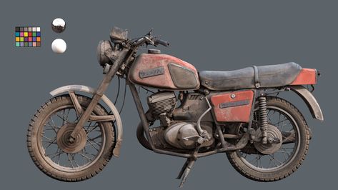 ArtStation - Russian motorcycle , Romain Rouffet Russian Motorcycle, Bike Concept, Nikon D810, Props Art, Game Props, Substance Painter, Vintage Bike, Art Diary, Art Station