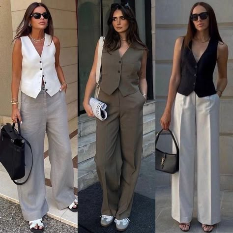 Pants And Waistcoat Women, Work Outfits With Vests For Women, Vest Coordinates Outfits For Women, Suite Vest Outfits For Women, Women Gilet Outfit, Vest Office Outfits For Women, How To Style A Suit Vest Women, Vest And Slacks Women, Vest Business Casual Women