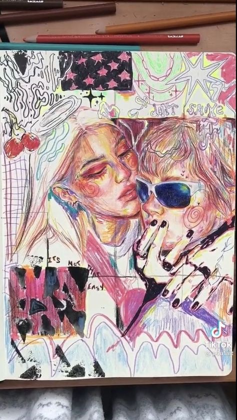 Sketchbook Art Journal, Art Diary, Arte Inspo, Arte Sketchbook, Sketchbook Inspiration, Cool Art Drawings, Art Journal Inspiration, Two People, Art Portfolio