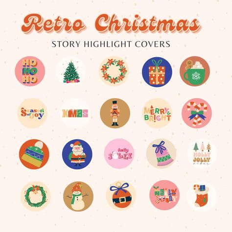 Retro Highlight Covers, Christmas Cover, Christmas Icons, Christmas Vibes, Highlight Covers, Retro Designs, Vintage Inspired Design, Retro Aesthetic, A Christmas Story