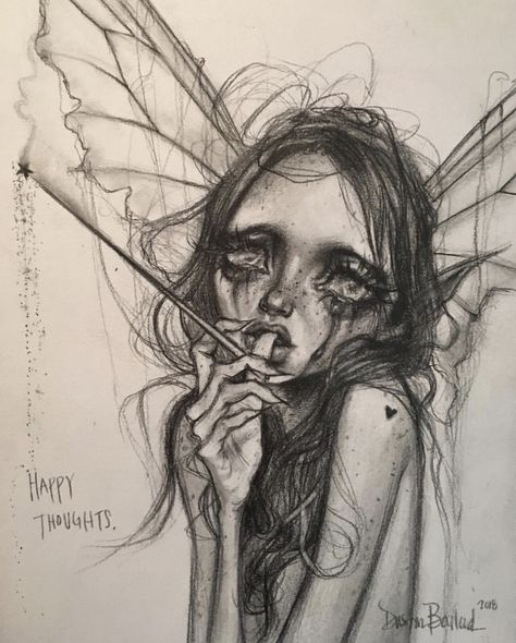 Sketches Dark, Fairy Sketches, Grunge Sketches, Dustin Bailard, Weird Creepy, Art Hippie, Fairy Drawings, Arte Grunge, Sketches Art