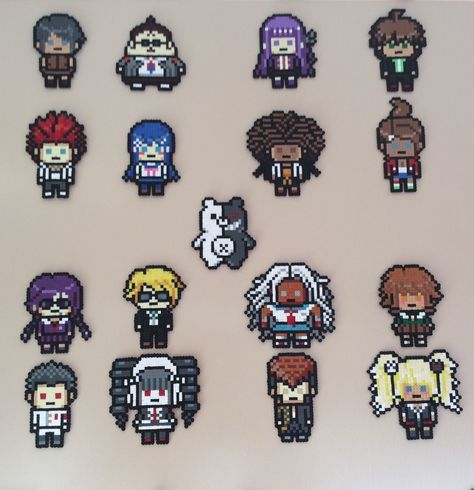 Perler Beads Danganronpa, Danganronpa Perler Beads, Danganronpa Perler, Bead Creations, Perler Ideas, Beads Designs, Diy Perler Beads, Iron Beads, Crazy Things