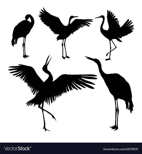 Crane Silhouette, School Auction Art Projects, Bird Silhouette Art, Silhouette Images, Landscape Art Painting, Cute Animal Drawings Kawaii, Bird Silhouette, Silhouette Art, Bird Drawings