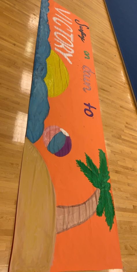 #studentsectionbanner #cheersign #hawaiiantheme #football #cheer #diy #fnl Hawaiian Cheer Signs, Beach Football Posters, Hawaiian Theme Football Game Posters, Hawaiian Theme Football Signs, Hawaiian Posters Football, Beach Pep Rally, Hawaiian Football Theme Posters, Hawaiian Pep Rally, Locker Themes