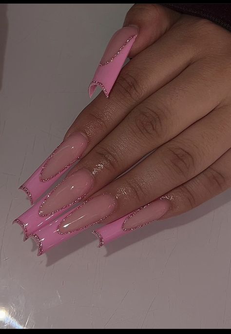 Cute Pink Nails, Long Square Nails, Tapered Square Nails, French Tip Nail Designs, Long Acrylic Nail Designs, Long Nail Designs, Fall Acrylic Nails, Acrylic Nails Coffin Pink, Long Square Acrylic Nails