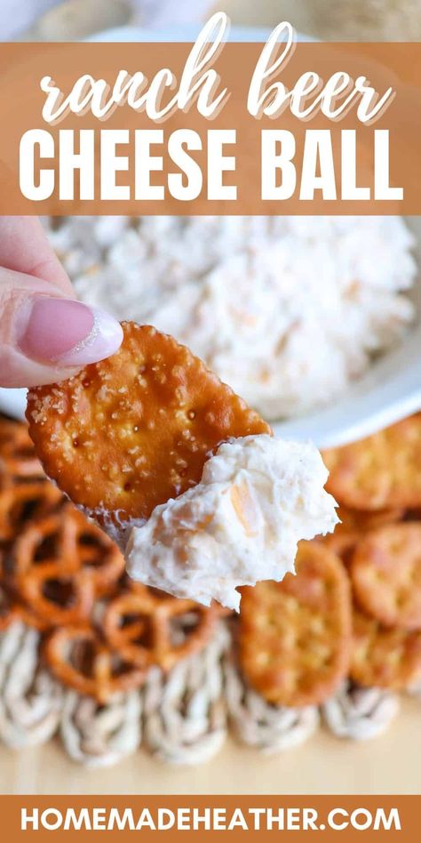 This creamy beer dip cheese ball is crafted with Hidden Valley Ranch seasoning, cheddar cheese and a hint of beer flavor - perfect for any occasion. Cream Cheese Beer Dip, Hidden Valley Ranch Cheese Ball, Ranch Cheeseball Recipes, Ranch Beer Cheese Dip, Hidden Valley Ranch Seasoning, Hidden Valley Ranch Recipes, Crockpot Drinks, Dip Recipes Crockpot, Beer Cheese Dip Recipe